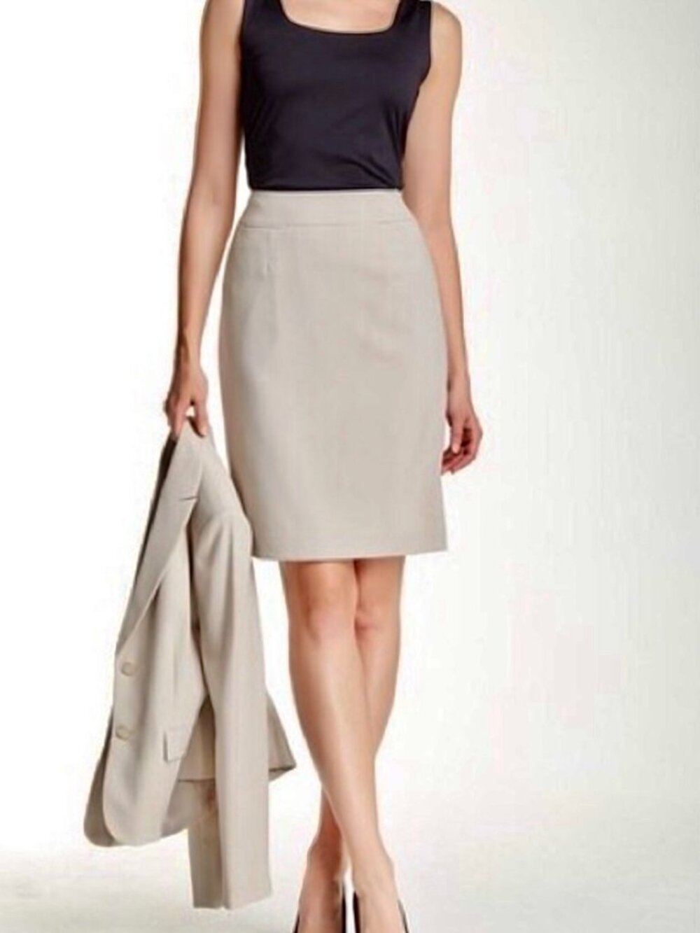 NWT Calvin Klein Khaki Luxe Pencil Skirt
